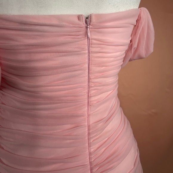 Pink Ruched Elegant Dress - Formal Spring Day Dress for Women - Picture 11 of 11